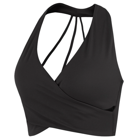 Sujetador de Yoga para Mujer con Cuello en V Cruzado Acolchado Antigolpes Chaleco Deportivo Pilates Nylon Elastano