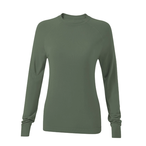Damen Slim Fit Langarm Sport-Oberteil Rundhals Raglanärmel Nylon Activewear Für Yoga Laufen Training