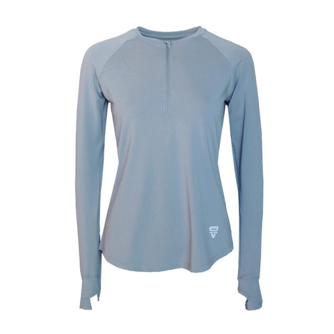 Camiseta Deportiva de Manga Larga Para Mujer Con Media Cremallera Top de Yoga Secado Rápido Running Fitness Con Orificios Pulgar