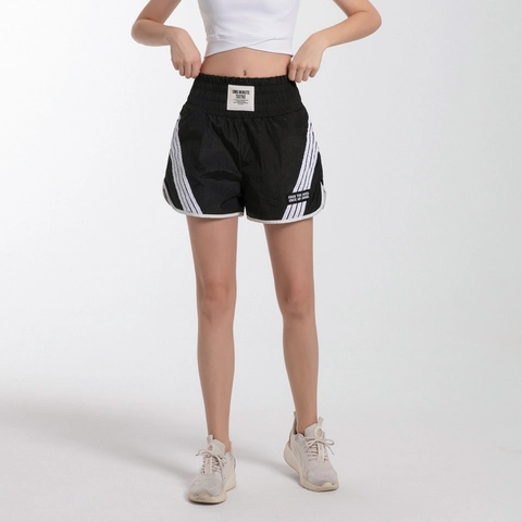 Women High Waisted Sports Shorts Quick Dry Side Stripes Running Yoga Fitness Gym Shorts With Built In Liner Bottoms