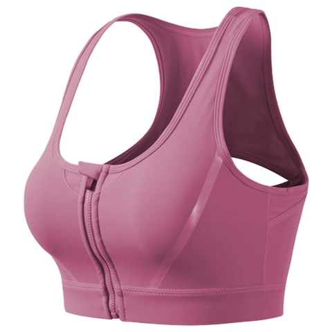 Sujetador Deportivo para Mujer con Cremallera Frontal Antichoque Racerback Yoga Crop Top Malla Transpirable Fitness Gym