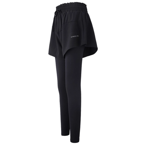 Pantaloni Sportivi da Donna a Doppia Capa con Vita Alta e Controllo Addominale Traspiranti per Yoga Palestra Corsa