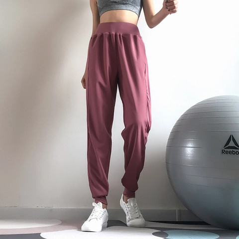 Women Loose High Waist Tapered Cuff Joggers Breathable Quick Dry Fitness Running Yoga Sports Pants With Pockets