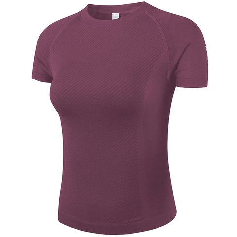 Women's Slim Fit Quick Dry Sport T-Shirt Breathable Yoga Running Short Sleeve Top Solid Color Elastic Athletic Jersey