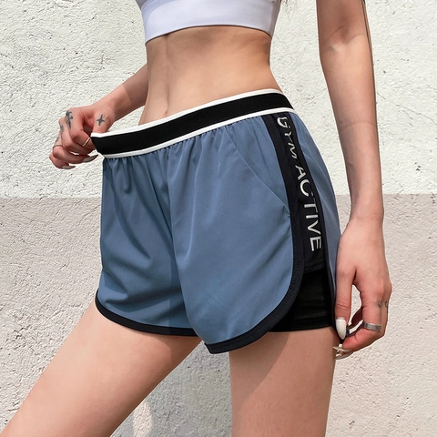 Pantalones Cortos Deportivos para Mujer 2 En 1 Pantalones de Correr Sueltos Con Forro Transpirable Cintura Alta Fitness Hot Pants