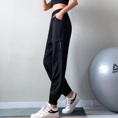 Pantalón Cargo Jogger para Mujer Cintura Alta Pretina Elástica Bolsillo Costuras Estampado Letras Deportivo Casual Fitness