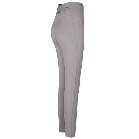 Dames Gekruiste Yogabroek Hoge Taille Nylon Elastaan Ademend Sluitend Sport Leggings Buikcontrole Fitness Lange Broek