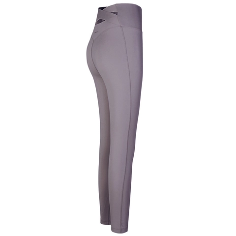 Dames Gekruiste Yogabroek Hoge Taille Nylon Elastaan Ademend Sluitend Sport Leggings Buikcontrole Fitness Lange Broek