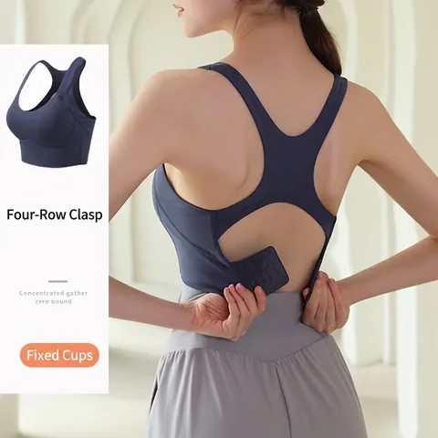 Women's Shockproof Sports Bra Wireless Padded Racerback Yoga Tank Top Professional High Impact Fitness Activewear Bra Top