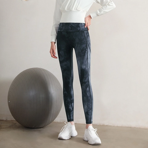 Damen Hohe Taille Batik Yogahose Peach Butt Lift Schlankmachend Elastisch Schnelltrocknend Sport Leggings Für Training Fitness