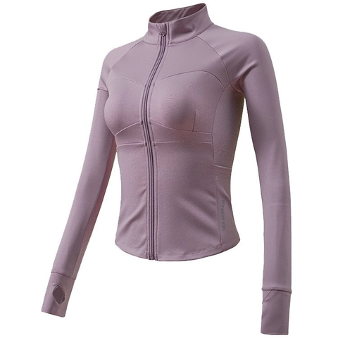 Damen Slim Fit Sportjacke Fleecegefüttert Yoga Top Full Zip Stehkragen Workout Jacke Mit Daumenlöchern Running Athletic Oberbekleidung