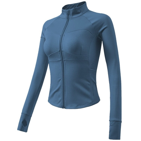 Damen Slim Fit Sportjacke Fleecegefüttert Yoga Top Full Zip Stehkragen Workout Jacke Mit Daumenlöchern Running Athletic Oberbekleidung