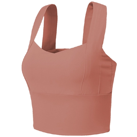 Women's High Elastic Sports Bra Wide Shoulder Strap Yoga Vest Padded Push Up Running Fitness Crop Top Solid Color No Wire