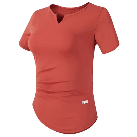 Women Slim Fit Short Sleeve Sport T-Shirt Ruched Side Notch V-Neck Yoga Top Quick Dry Running Fitness Athletic Apparel