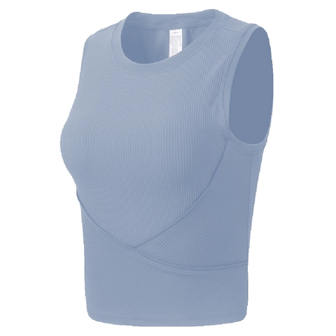 Women's Ribbed Sleeveless Workout Tank Top Criss Cross Hem Tight Gym Yoga Crop Top Sexy Quick Dry Athletic Fitness Shirt