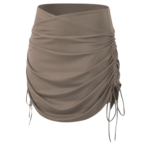 Jupe-Short de Sport pour Femmes Taille Haute Froncée avec Coulisse Faux Deux Pièces Jupe de Tennis Yoga Respirant Séchage Rapide