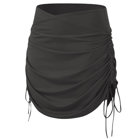 Jupe-Short de Sport pour Femmes Taille Haute Froncée avec Coulisse Faux Deux Pièces Jupe de Tennis Yoga Respirant Séchage Rapide