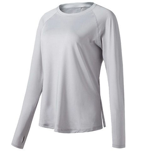 Damen Schnelltrocknendes Sport T-Shirt Mit Daumenloch Langarm Yoga Top Abnehmen Laufen Fitness Atmungsaktiv Fitnessstudio Shirt Lässig Rundhals