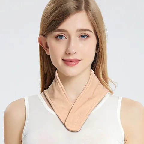 Women Mulberry Silk Neck Warmer Winter Thickened Thermal Neck Brace Soft Knit Scarf With Hook And Loop Adjustable Neck Wrap