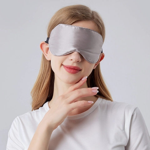 100% Mulberry Silk Sleep Eye Mask 19 Momme Silk Satin Blackout Blindfold For Women Breathable Comfortable Travel Night Eye Cover