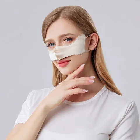 100% Mulberry Silk Nose Mask 19 Momme Antibacterial UPF 50 Plus Sun Protection Adjustable Ear Loops Breathable Face Guard