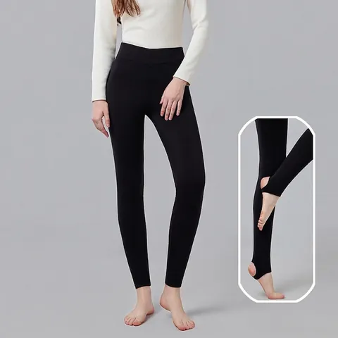 Damen Hohe Taille Verdickte Thermoleggings Maulbeerseide Gefüllt Winter Warm Schlankmachende Steghose Winddichte Hose