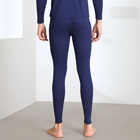 Pantalones Térmicos de Hombre 100 Por Ciento Lana Suave Cálido Base Layer Cintura Media Color Sólido Ropa Interior Invierno Slim Fit