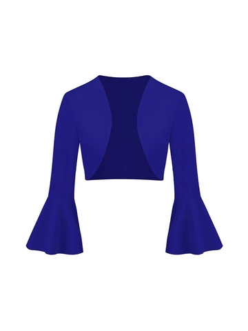 Women Cropped Bolero Shrug Flared Bell Sleeve Open Front Jacket Solid Color Polyester Vintage Casual Outerwear Cardigan