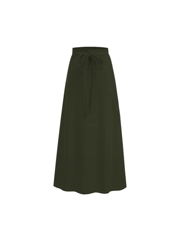 Damen Vintage Einfarbig A-Linie Midi Rock Mit Schnürung Elegant Hoch tailliert Polyester Langer Rock Für Frühling Sommer