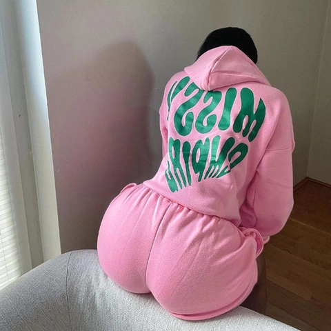 Damen Casual Bedrucktes Kapuzen-Sweatshirt Und Shorts Zweiteiler Langarm Hoodie Sport Loungewear Outfit
