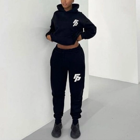 Women's Casual Letter Print Fleece Hoodie And Sweatpants Tracksuit Top And Bottom Street Sporty Long Sleeve Hooded Set