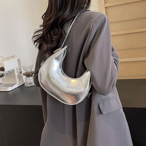 Sac Banane Croissant Hobo Sac Sous L'Aisselle En Cuir PU Sac À Main Minimaliste À Bandoulière Réglable Pour Femmes