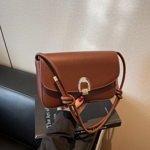 Borsa A Tracolla Da Donna Minimalista In Pelle PU Borsa A Spalla Moda Con Fibbia In Metallo Argentato Urbano Versatile
