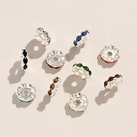 Legierung Strass Zwischenperlen Rundrad Wellenkante Bunte Kristalle Für DIY Armband Halskette Herstellung Handarbeit
