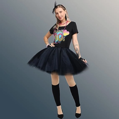 Maglietta da Donna 80s Retro I Love 80s Stampata Manica Corta Girocollo Nero Casual Party Top Slim Streetwear