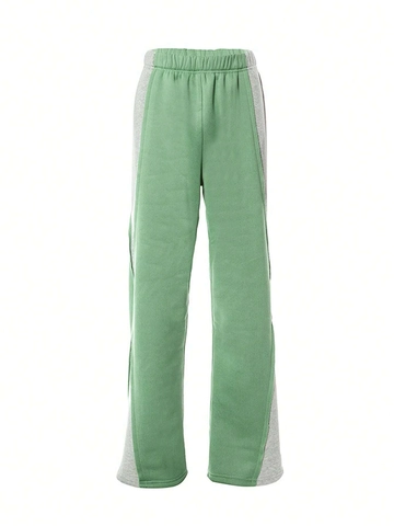 Women High Waist Loose Sweatpants Contrast Patchwork Color Block Wide Leg Joggers Casual Athletic Sporty Streetwear Trousers