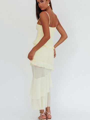 Women Elegant Spaghetti Strap Backless Tiered Ruffle Long Dress With 3D Floral Applique Slim Fit Summer Wedding Party Dress