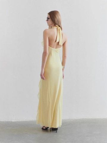 Vestido Maxi Halter Sexy Con Volantes Para Mujer Elegante Vestido Largo De Poliéster De Color Sólido Para Vacaciones Playa Verano