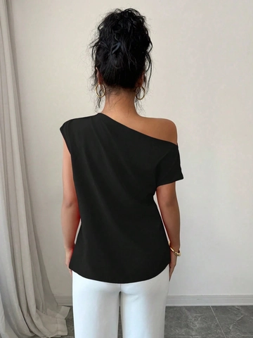 Damen Eleganter Ein Schulter Drapierte Ärmellose Chiffon Top Sexy Lockerer Schnitt Einfarbig Pullover Bluse Sommer Casual Party Streetwear