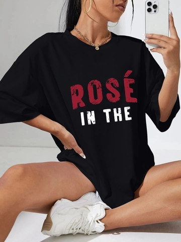 Dames Casual Oversized T-shirt Met Ronde Hals Korte Mouw Letterprint Katoenmix Streetwear Losse Grafische Top