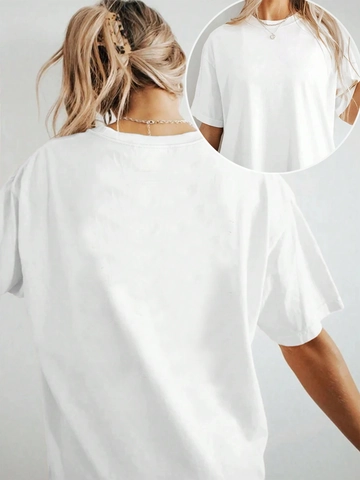 T-Shirt Manches Courtes Oversized Décontracté pour Femmes Minimaliste Couleur Unie Col Rond Streetwear Soie de Lait Top Ample