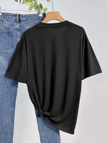 Women Casual Solid Color Short Sleeve T-Shirt Loose Round Neck Milk Silk Dropped Shoulder Knotted Hem Summer Basic Top