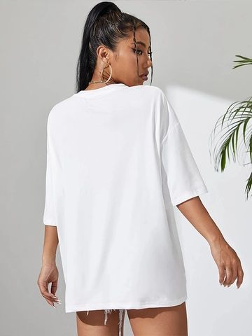 Women's Casual Oversized Solid Color T-Shirt Crew Neck Short Sleeve Loose Pullover Streetwear Top Soft Breathable Fabric