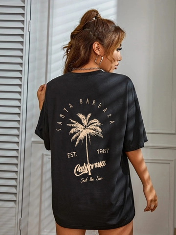 Women's Casual Oversized Short Sleeve T-Shirt California Palm Tree Graphic Print Street Style Loose Crew Neck Summer Top