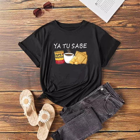 Women Casual Round Neck Short Sleeve T-Shirt Vintage Graphic Letter Print Summer Tee Top Cotton Blend Loose Fashion Shirt