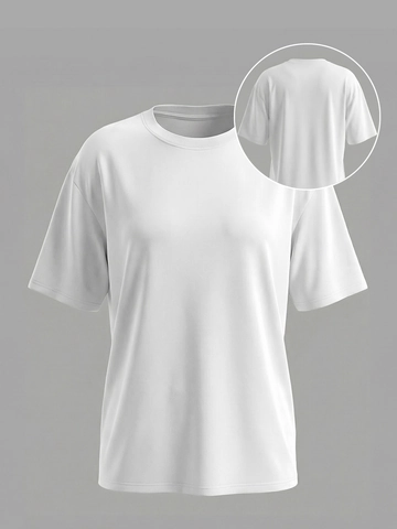 Casual Women Round Neck Short Sleeve T-Shirt Solid Color Loose Drop Shoulder Brushed Soft Milk Silk Daily Sports Top