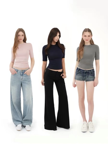 Women Slim Fit Half Sleeve T-Shirt Crew Neck Solid Color Summer Casual Sexy Hot Girl Style Basic Top Polyester Tee