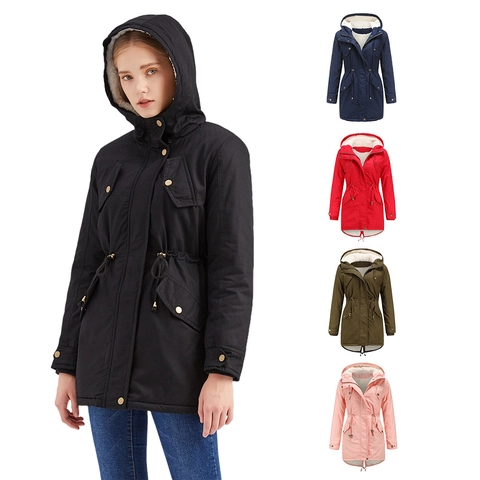 Damen Winter Parka Mantel Mit Kapuze Und Sherpa-Futter Warme Dicke Wattierte Jacke Mit Kordelzug An Der Taille Und Taschen