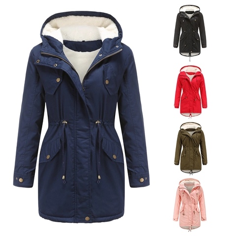 Damen Winter Parka Mantel Mit Kapuze Und Sherpa-Futter Warme Dicke Wattierte Jacke Mit Kordelzug An Der Taille Und Taschen