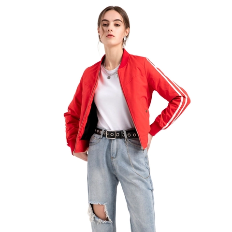 Bombardier Décontracté pour Femme Imperméable Veste de Vol Matelassée Rembourrée Avec Manches à Double Rayure Mode Veste de Baseball